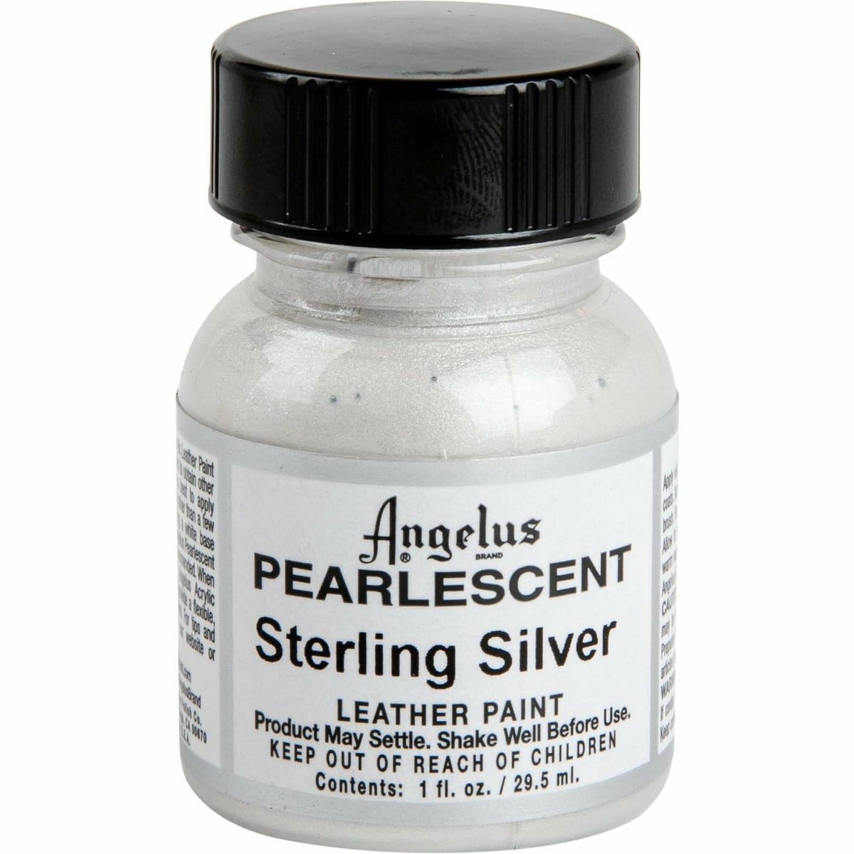 Black Angelus Pearlescent Acrylic Paint Sterling Silver #454 29Ml For Leather, Vinyl, Fabric Leather Paints