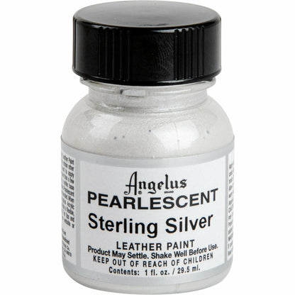 Black Angelus Pearlescent Acrylic Paint Sterling Silver #454 29Ml For Leather, Vinyl, Fabric Leather Paints