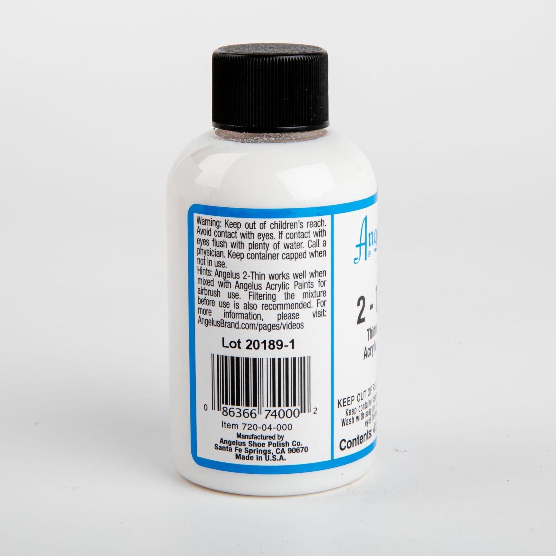 Gray Angelus Acrylic 2-Thin Paint Thinner 118Ml Leather Paint Mediums