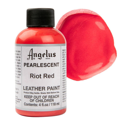 Light Gray Angelus Pearlescent Acrylic Paint Riot Red #451 118ml Use On Leather, Vinyl Or Fabric Leather Paints