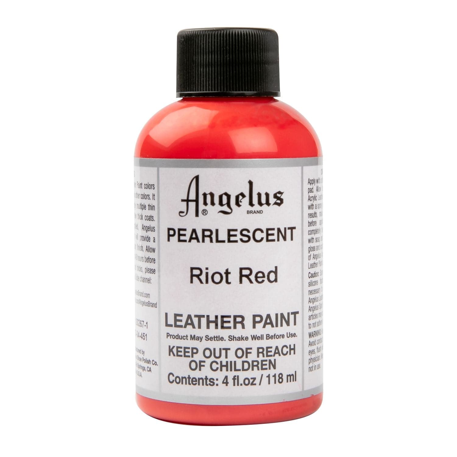 Light Gray Angelus Pearlescent Acrylic Paint Riot Red #451 118ml Use On Leather, Vinyl Or Fabric Leather Paints