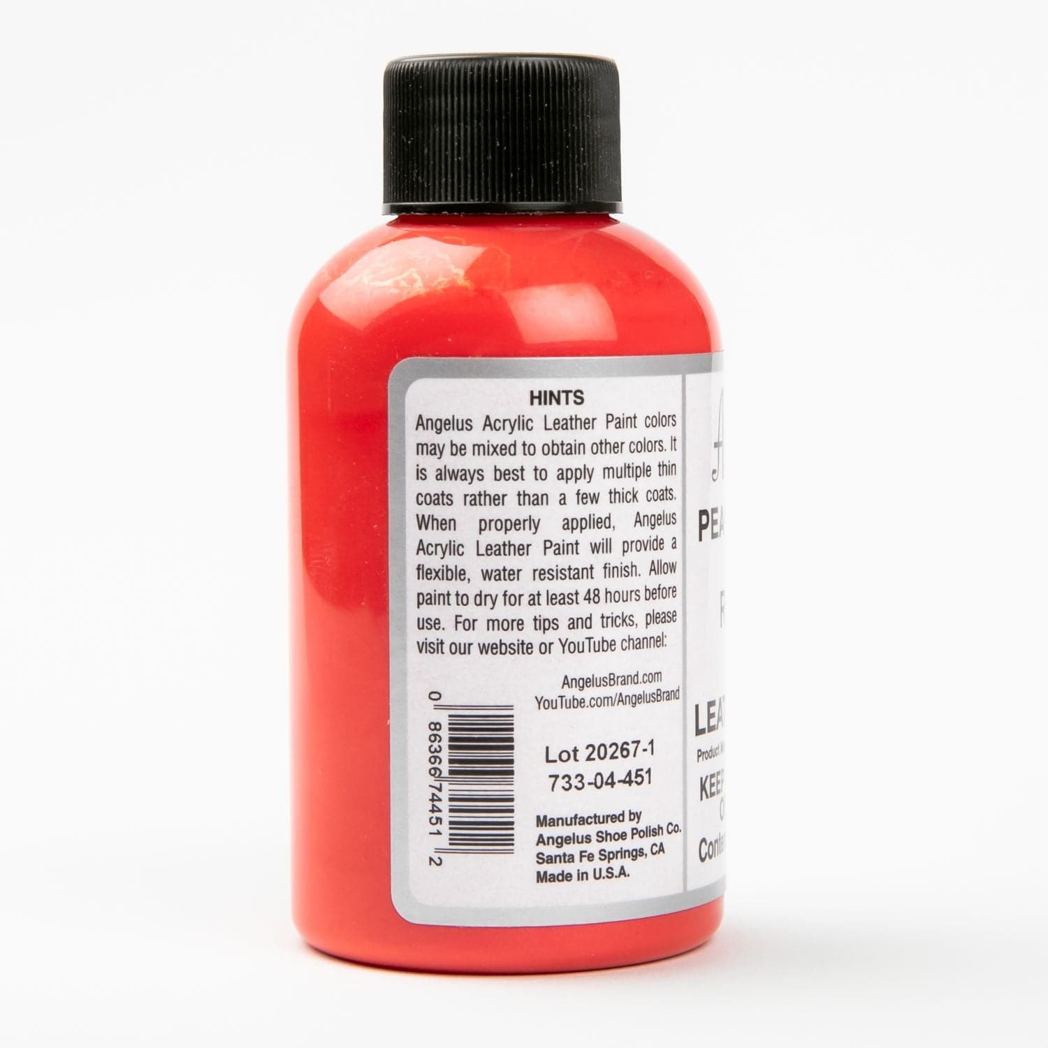White Smoke Angelus Pearlescent Acrylic Paint Riot Red #451 118ml Use On Leather, Vinyl Or Fabric Leather Paints