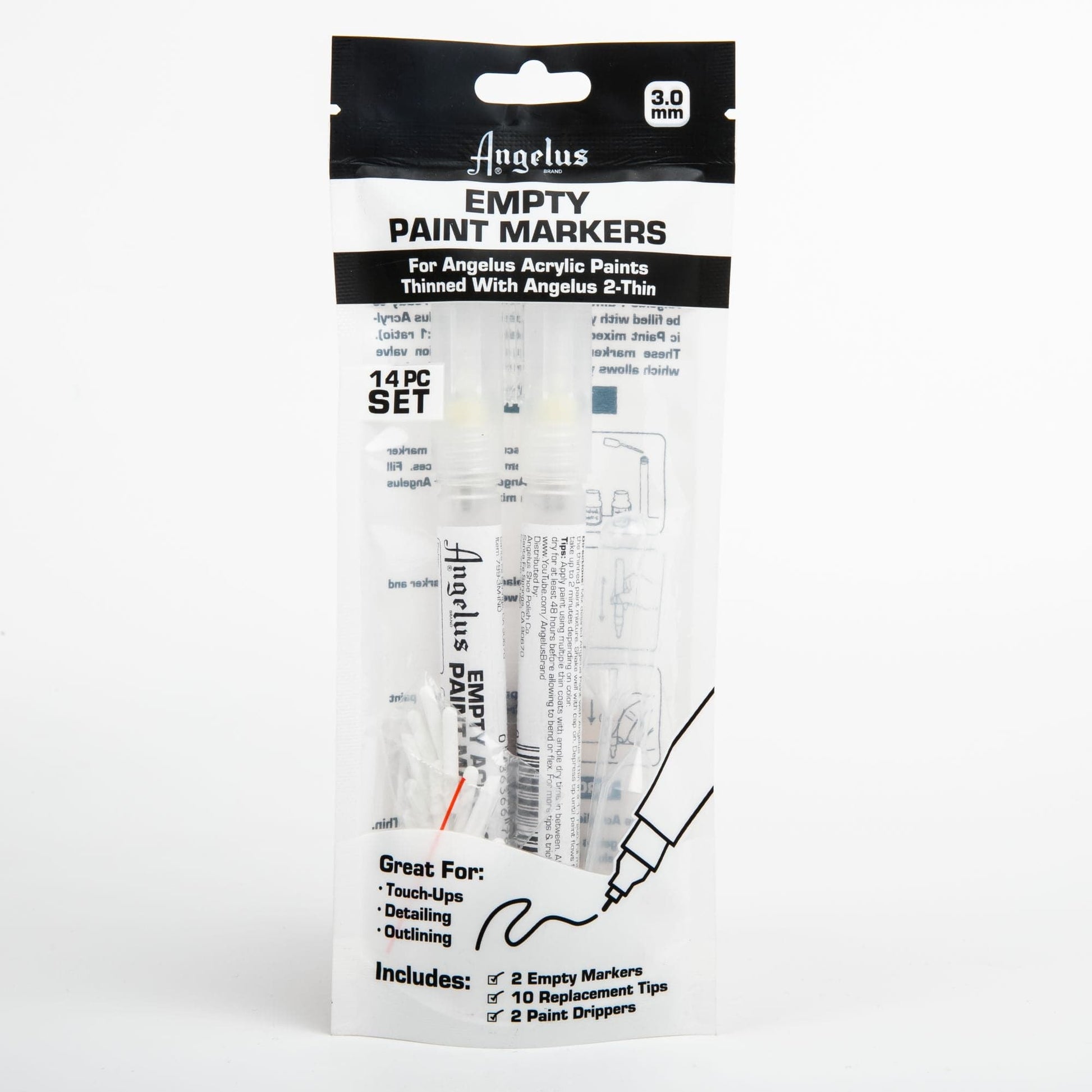 Lavender Angelus Empty Acrylic Paint Marker Set 3.0mm Leather Paints