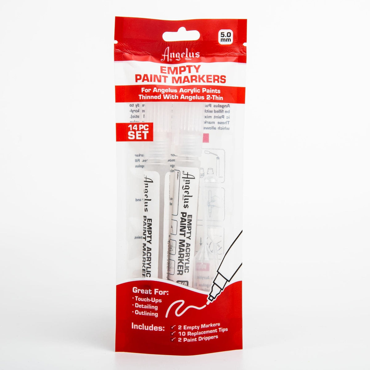 Red Angelus Empty Acrylic Paint Marker Set 5.0mm Leather Paints