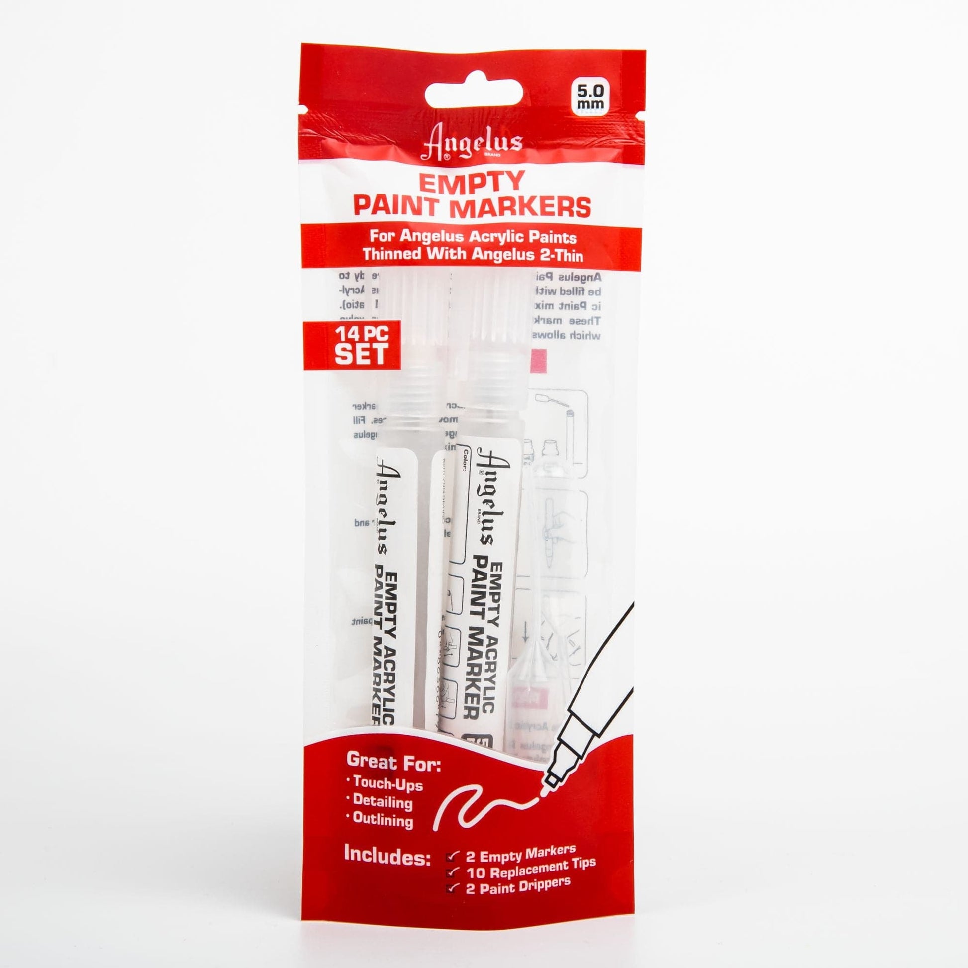 Red Angelus Empty Acrylic Paint Marker Set 5.0mm Leather Paints