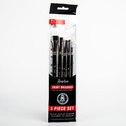 Black Angelus Paint Brush Set 5 Piece Leather Paint Brushes