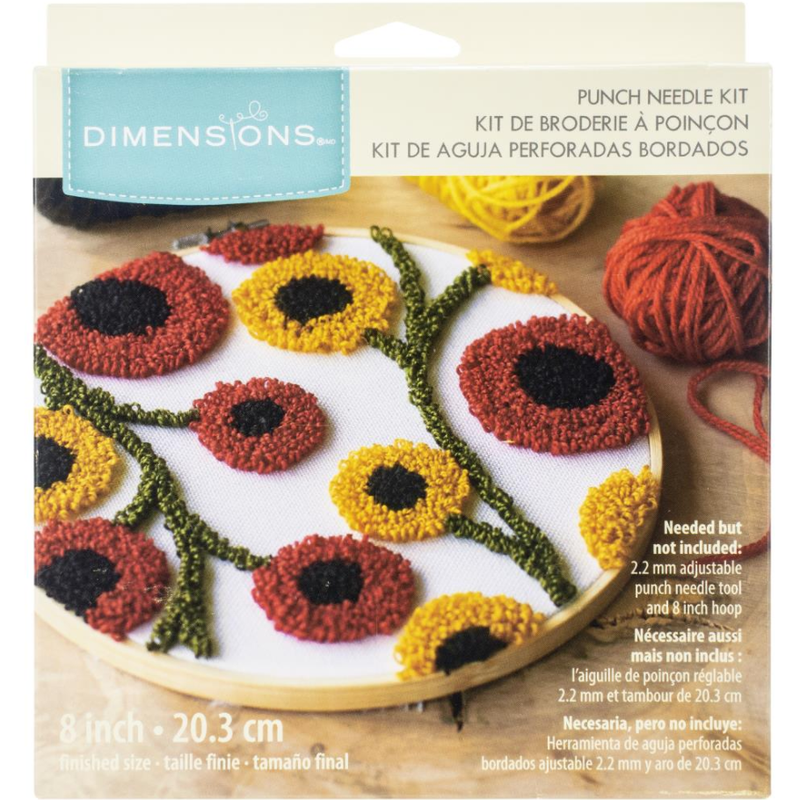 Goldenrod Dimensions Punch Needle Kit 20cm  Round Floral Pattern Pin Needlework Kits