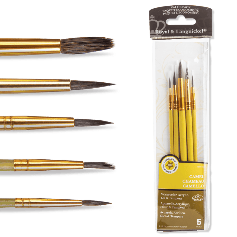 Beige Royal Langnickel Sable Value Pack Brush Set - 5/Pkg 325113 Paint Brushes