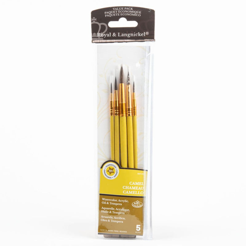 Beige Royal Langnickel Sable Value Pack Brush Set - 5/Pkg 325113 Paint Brushes