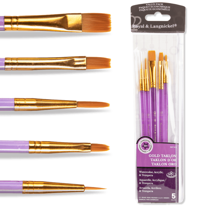 Royal Start In Acrylic Brush Set - Gold Taklon - 15 Piece