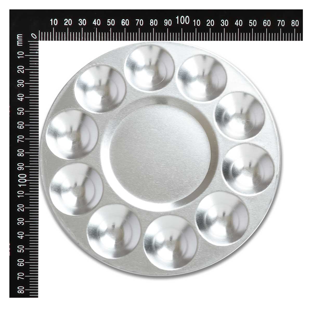Gray Artist First Choice Round Aluminium Palette 10 Wells All Painting Accessories