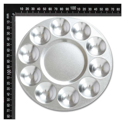 Gray Artist First Choice Round Aluminium Palette 10 Wells All Painting Accessories