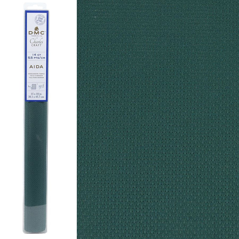 Dark Slate Gray DMC Precut Cross Stitch Aida Fabric Cloth 14 Count-Green (500) 38.1X45.7cm Needlework Fabrics