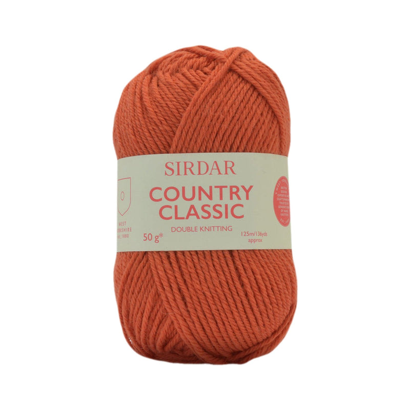 Sienna Sirdar Yarn Country Classic - 50% Wool 50% Acrylic - 50g - Burnt Orange Knitting and Crochet Yarn