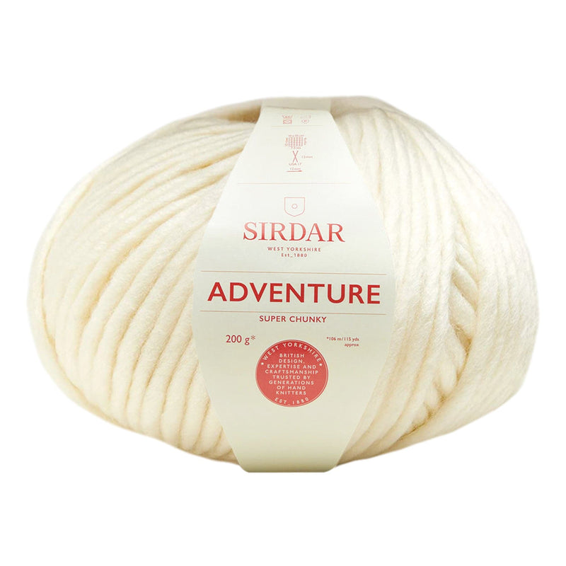 Antique White Sirdar Yarn Adventure Super Chunky - 80% Acrylic 20% Wool - 200g - Polar Knitting and Crochet Yarn