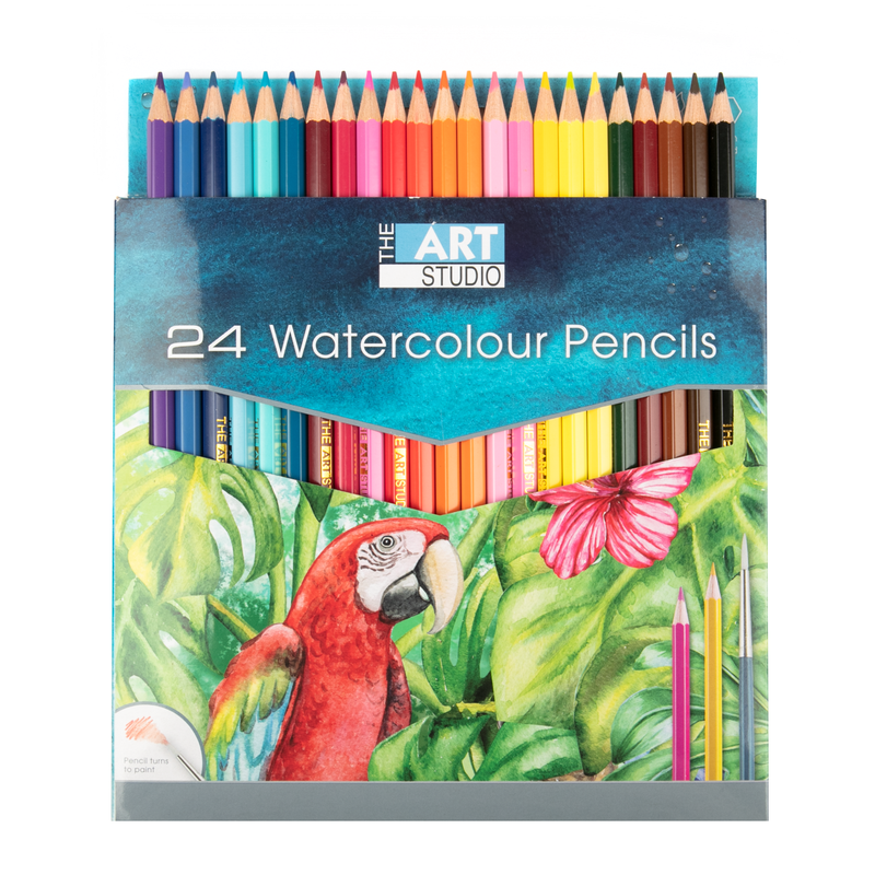 Tan The Art Studio Watercolour Pencils Assorted Colours 24 Pack Pencils