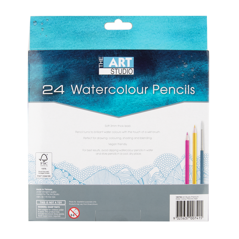 Light Gray The Art Studio Watercolour Pencils Assorted Colours 24 Pack Pencils