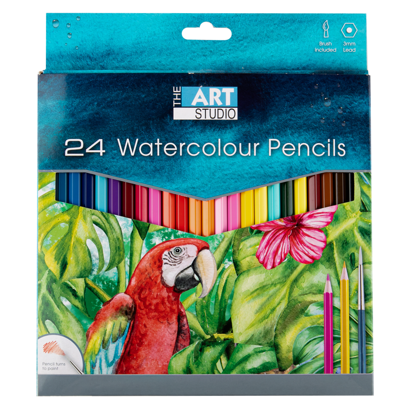Sea Green The Art Studio Watercolour Pencils Assorted Colours 24 Pack Pencils