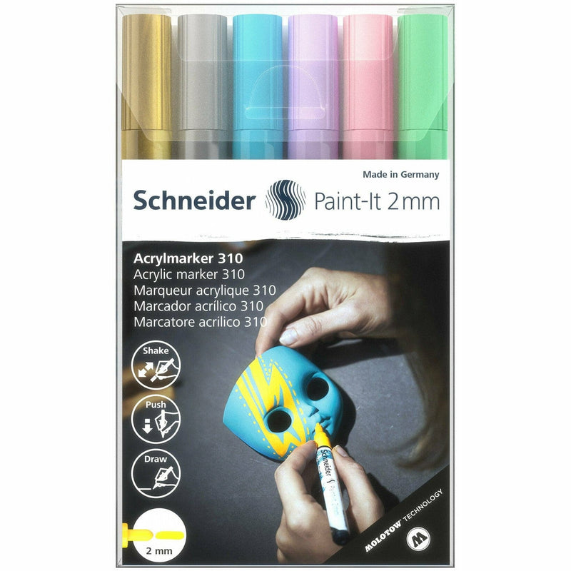 Dark Slate Gray Schneider Acrylic Paint Marker Paint-It 310 2mm 6 Piece Wallet Set Trend Colours Pens and Markers