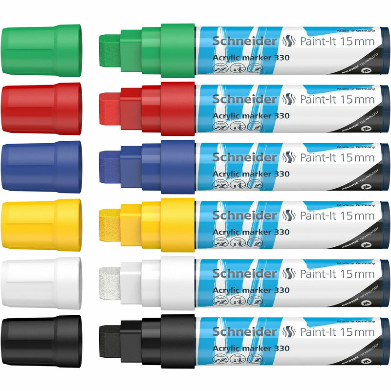 Wheat Schnedier Acrylic Paint Marker Paint-It 330 15mm 6 Piece Assorted  Set Pens and Markers