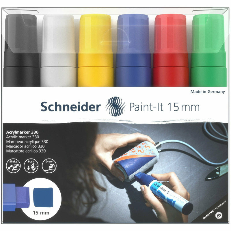 Dark Slate Gray Schnedier Acrylic Paint Marker Paint-It 330 15mm 6 Piece Assorted  Set Pens and Markers