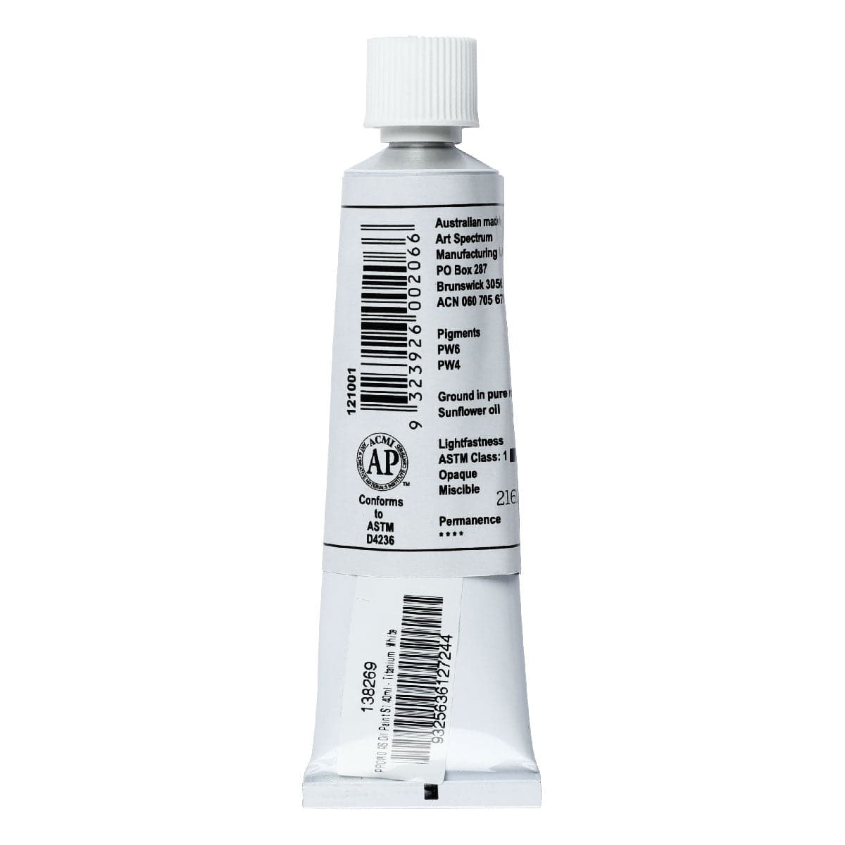 Lavender Art Spectrum Oil Paint 40mL Titanium White  S1 Oil Paints