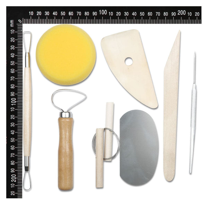 Light Goldenrod The Clay Studio Pottery Tools Set 20cm (8 Pieces) Modelling and Casting Tools and Accessories