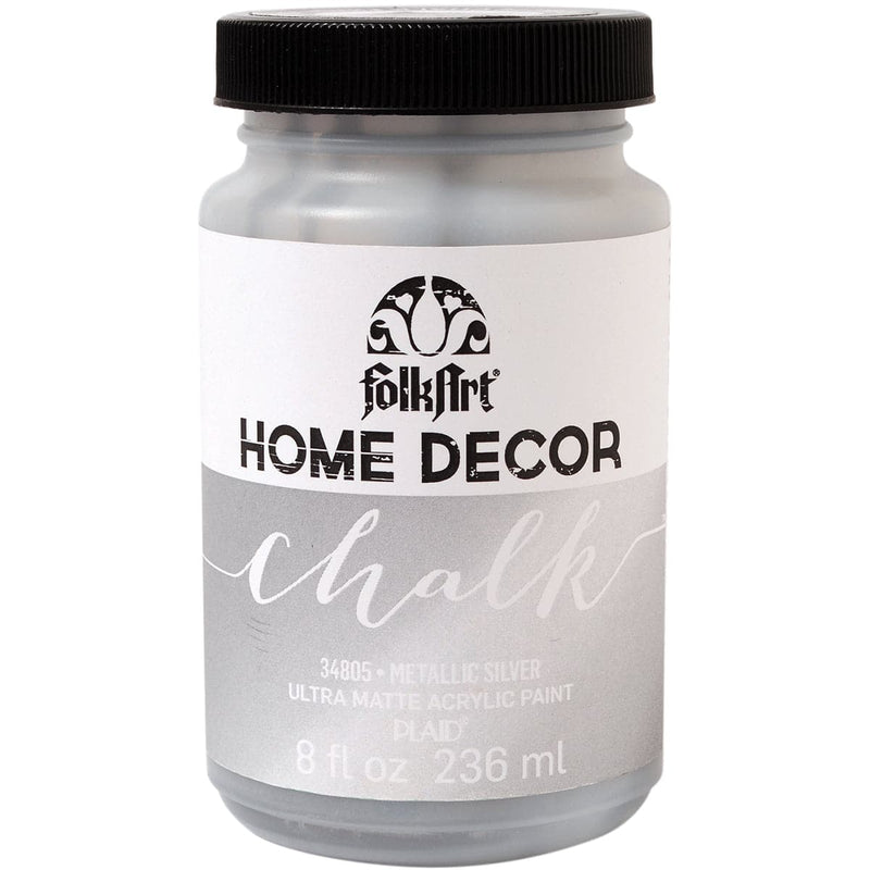 Light Gray FolkArt Home Decor Chalk Paint Metallic Silver 236ml Home Decor Paint