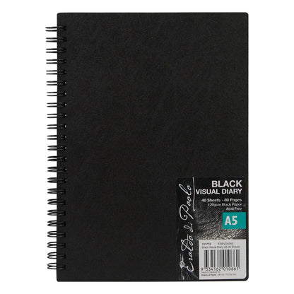 Black Eraldo di Paolo A5 Visual Diary 120gsm Black 40 Sheets Visual Diary