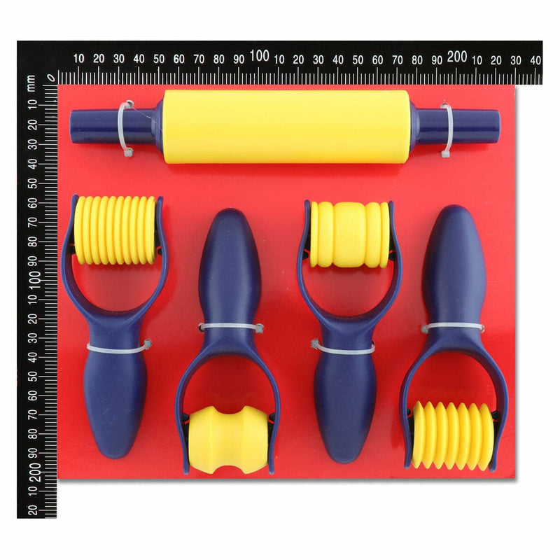 Firebrick Tim & Tess Plastic Modelling Pattern Rolling Pin Set of 5 Kids Modelling Supplies
