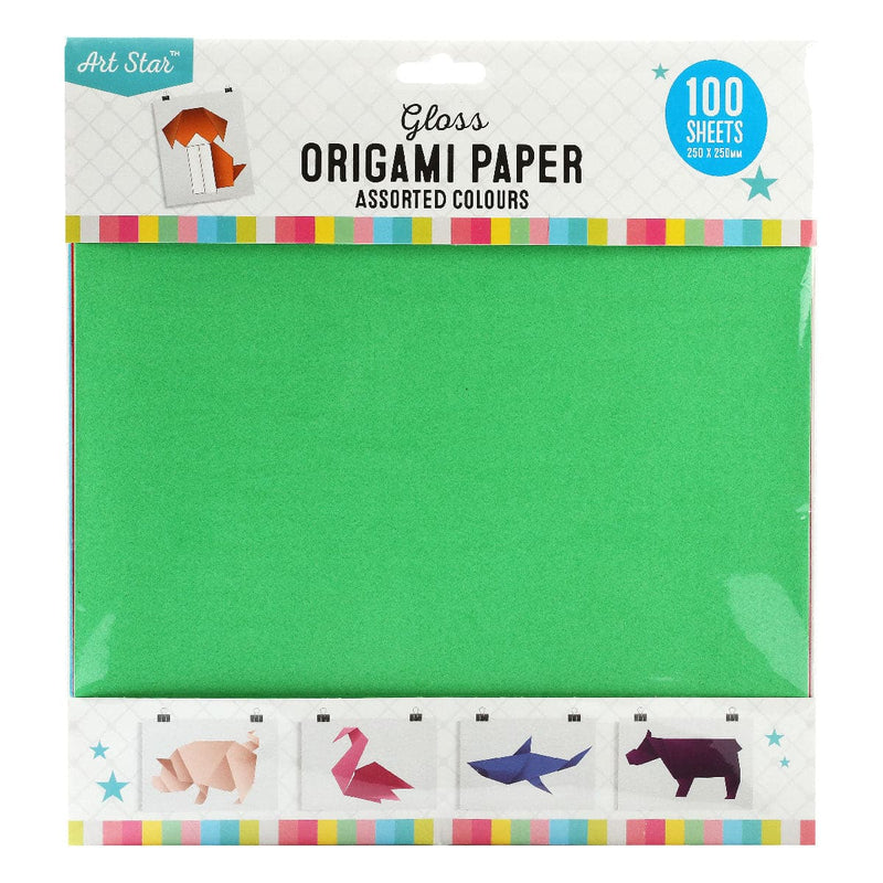 Medium Sea Green Art Star Gloss Origami Paper 250 x 250mm 100 Pieces Assorted Colours Kids Paper and Pads