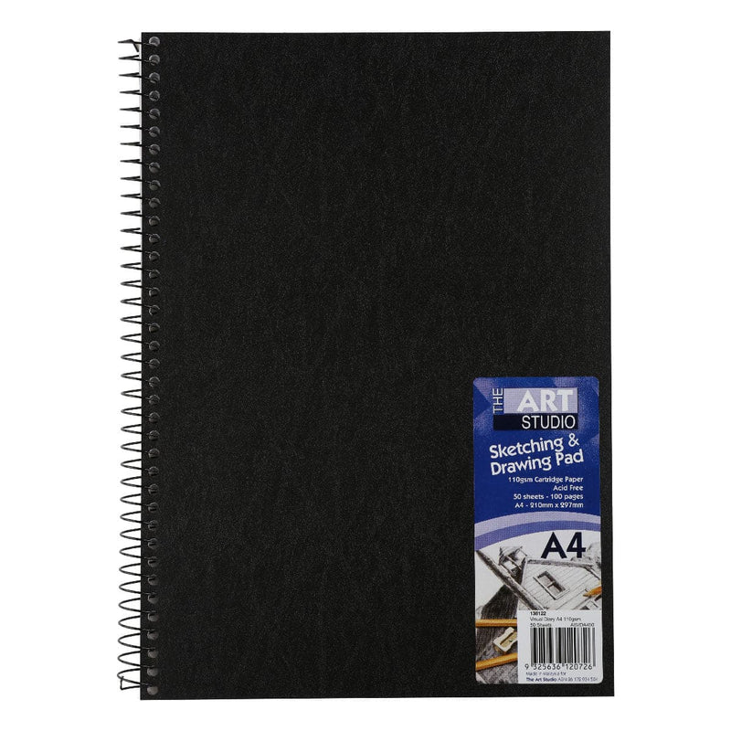 Black The Art Studio A4 Sketching & Drawing Pad 110gsm 50 Sheets Pads