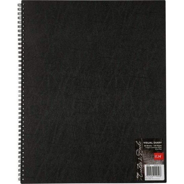 Black Eraldo Di Paolo Visual Diary White Paper 110gsm 11 x 14 Inches  (28 x 35.5cm)  60 Sheets Pads