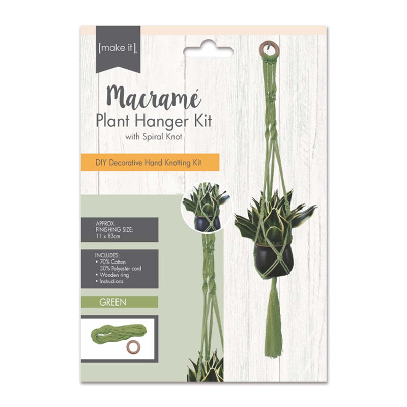 Dim Gray Macrame Plant Hanger Kit- With Spiral Knot - Green  11X83cm Macrame Kits