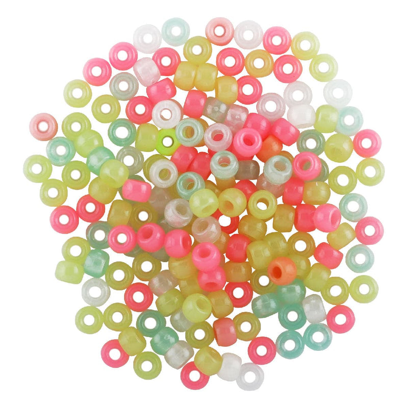 Goldenrod Funky Fashion Glow in the Dark Pony Beads Multi Coloured 6 x 9mm 340gm Beads