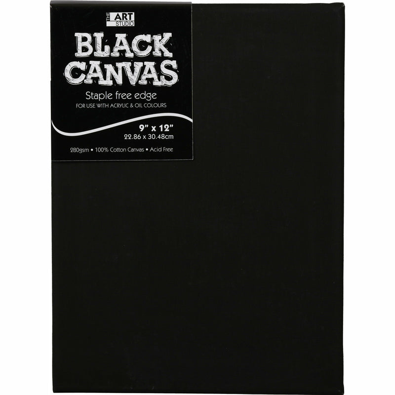 Black The Art Studio 16mm Thin Bar Black Stretched Canvas 9 x 12 Inches 5 Pack Canvas and Painting Surfaces