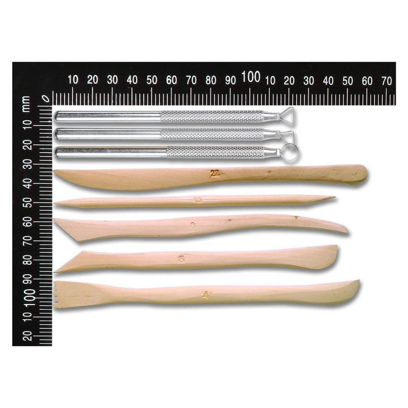 Tan The Clay Studio Mini Pottery Clay Tool Set 8 Pieces Modelling and Casting Tools and Accessories