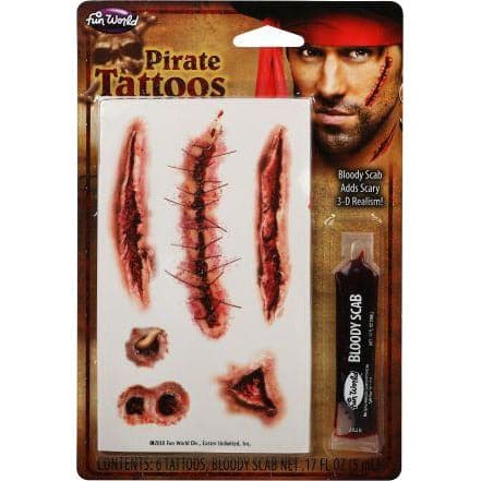 White Smoke Bloody Tattoos Pirate Halloween