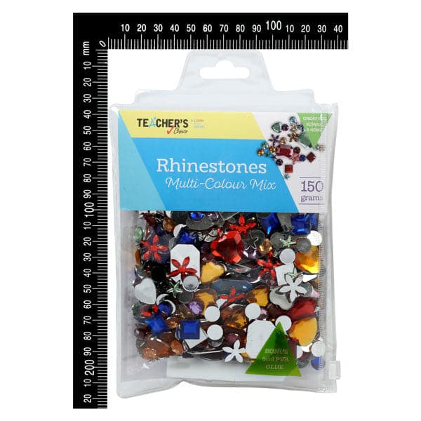 Medium Turquoise Teacher’s Choice Rhinestones Multi-Colour Mix 150g Kids Craft Basics