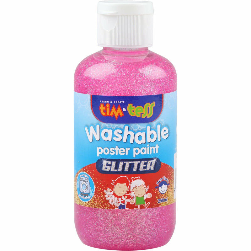 Hot Pink Tim & Tess Children's Washable Glitter Poster Paint Fairy Pink 250ml Kids Paints