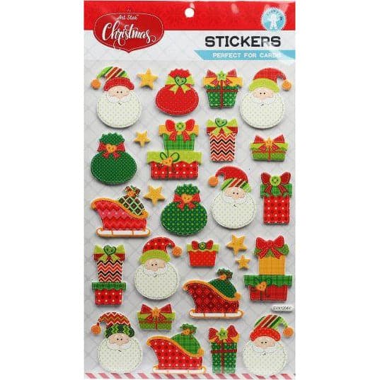 Forest Green Art Star Xmas Stickers Glitter Eva - Santas Sleigh Christmas