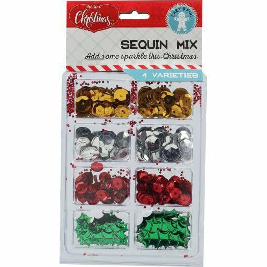 Gray Sequin Mixes Assorted Holly Leaves & Rounds Christmas