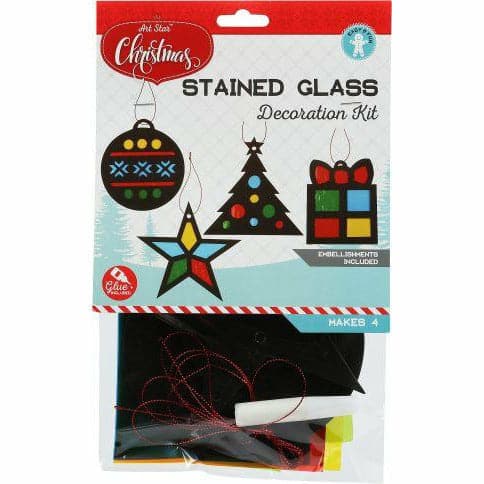 Light Steel Blue Art Star Stain Glass Decoration Kit - Makes 4 / Christmas