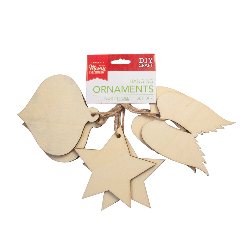 Wheat Make A Merry Christmas Plywood North Pole Hanging Ornaments Set of 6 Christmas