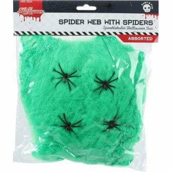 Medium Sea Green Art Star Green Spider Web with Spiders 23 x 20.5cm Halloween