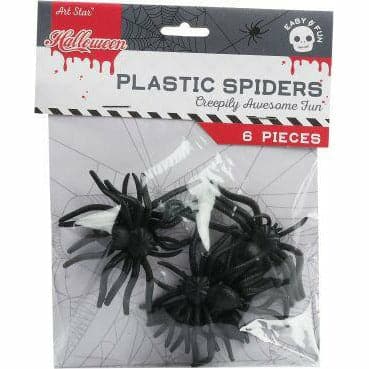 Gray Art Star Halloween Plastic Spiders (6 Piece) Halloween