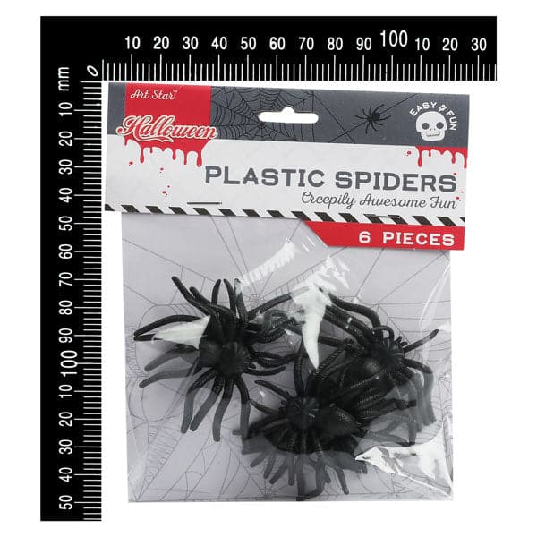 Gray Art Star Halloween Plastic Spiders (6 Piece) Halloween