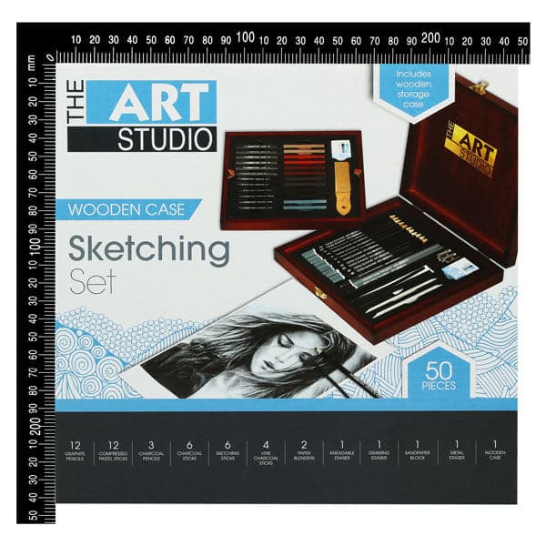 Lavender The Art Studio Sketching Set In Wooden Case (50 Pieces) Drawing and Sketching Sets