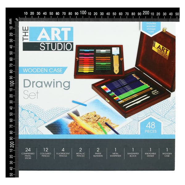 Saddle Brown The Art Studio Drawing Set In Wooden Case (48 Pieces) Drawing and Sketching Sets