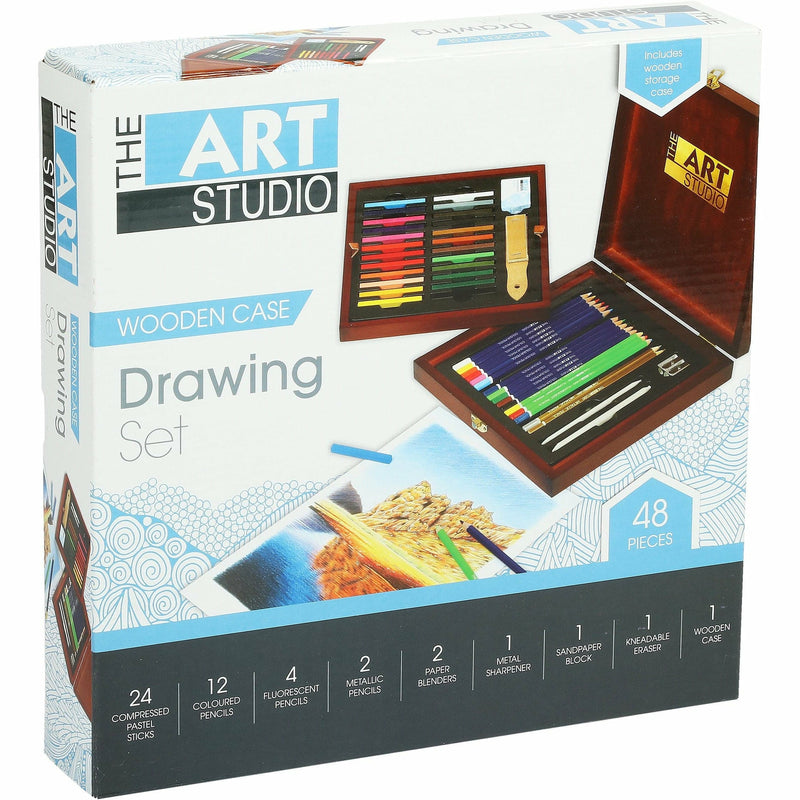 Tan The Art Studio Drawing Set In Wooden Case (48 Pieces) Drawing and Sketching Sets